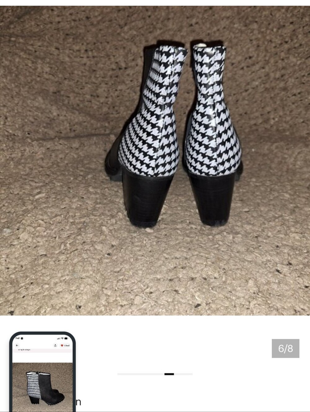 SWEAR LONDON-Roisin-Black/Houndstooth Print Leather Booties-Zip-Sz 39-Near Mint